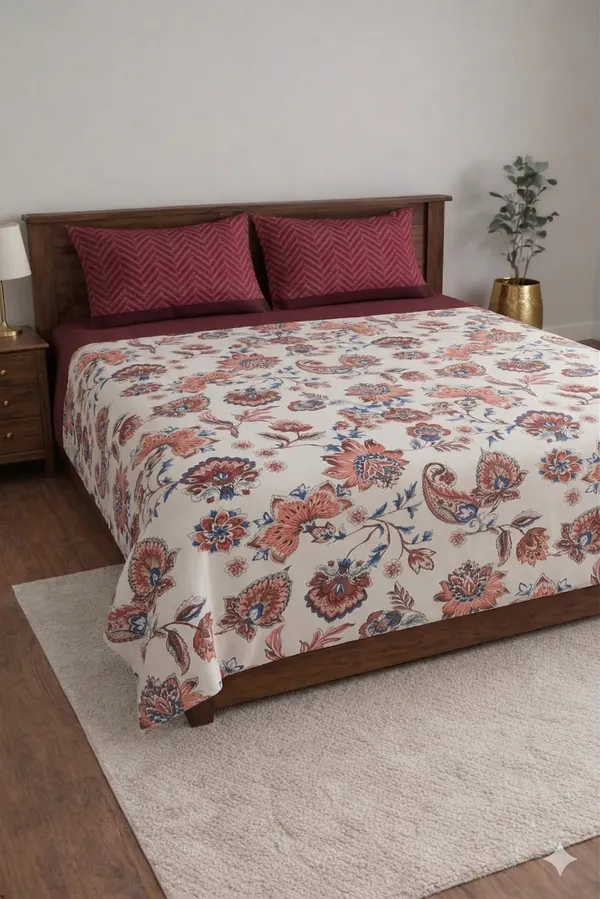Red_Cotton_Solitaire_Diwan_Bedsheet_Set_With_180_Thread_Count