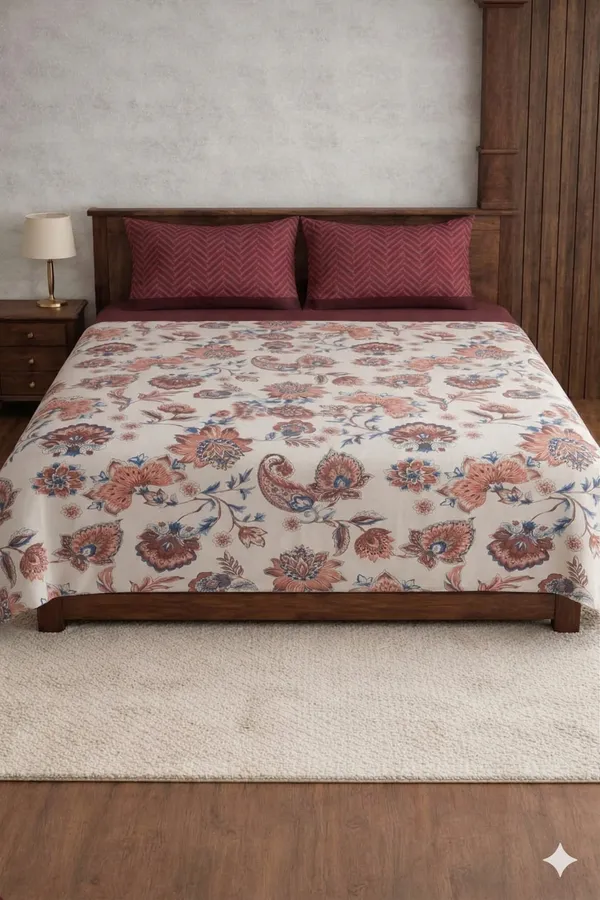 Red_Cotton_Solitaire_Diwan_Bedsheet_Set_With_180_Thread_Count