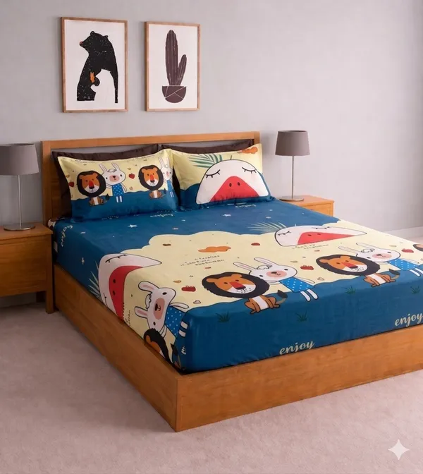 Multicolor_Cotton_Kidzee_Double_Bedsheet_With_180_Thread_Count