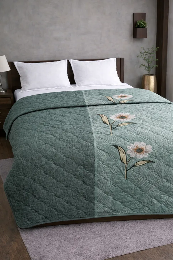Green_Cotton_Ac_Quilt_Ac_Quilt/Comforter_With_210_Thread_Count
