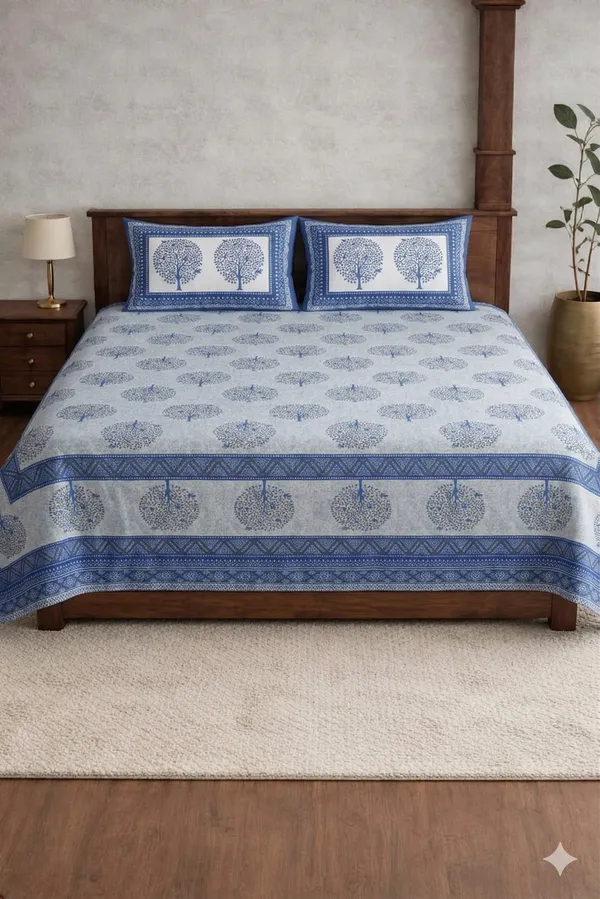 Blue_Cotton_Oscar_Double_Bedsheet_With_180_Thread_Count