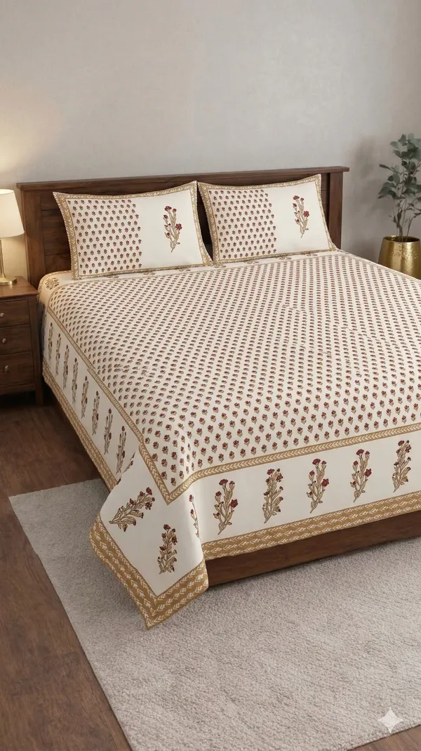 White_Cotton_Rainbow_Double_Bedsheet_With_210_Thread_Count