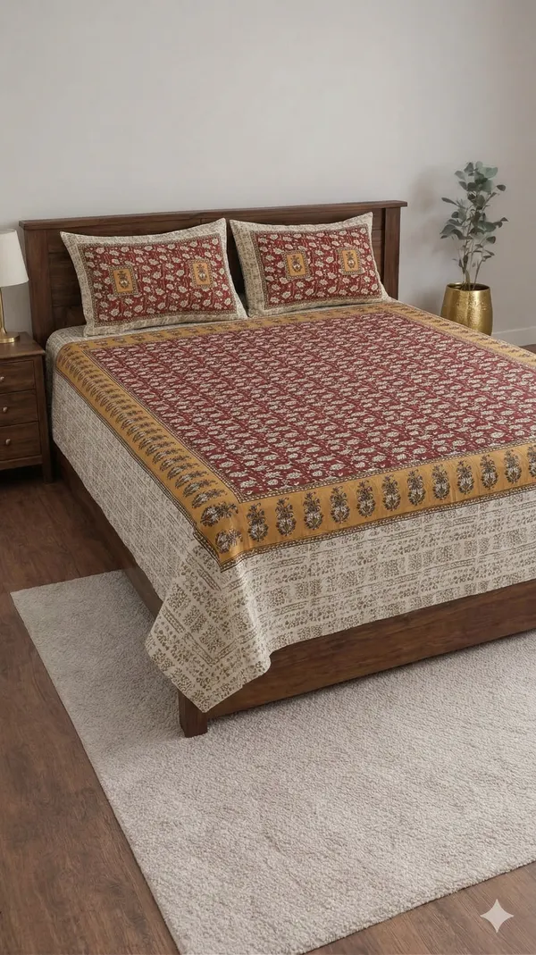 Brown_Cotton_Jantar_Mantar_Diwan_Bedsheet_Set