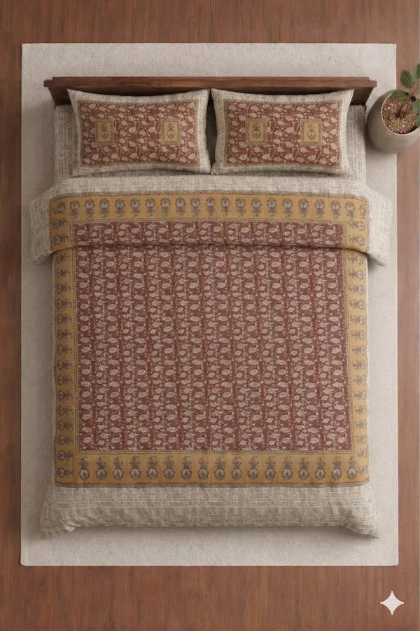 Brown_Cotton_Jantar_Mantar_Diwan_Bedsheet_Set
