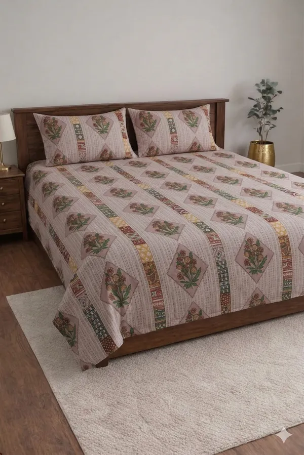 Beige_Cotton_Crown_Double_Bedsheet_With_180_Thread_Count