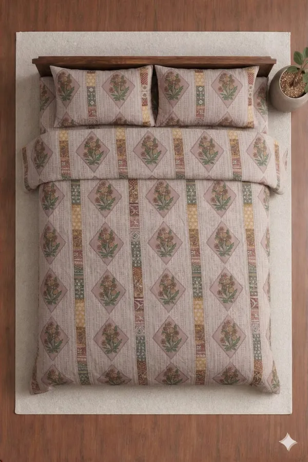 Beige_Cotton_Crown_Double_Bedsheet_With_180_Thread_Count