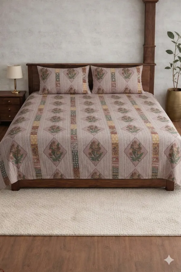 Beige_Cotton_Crown_Double_Bedsheet_With_180_Thread_Count