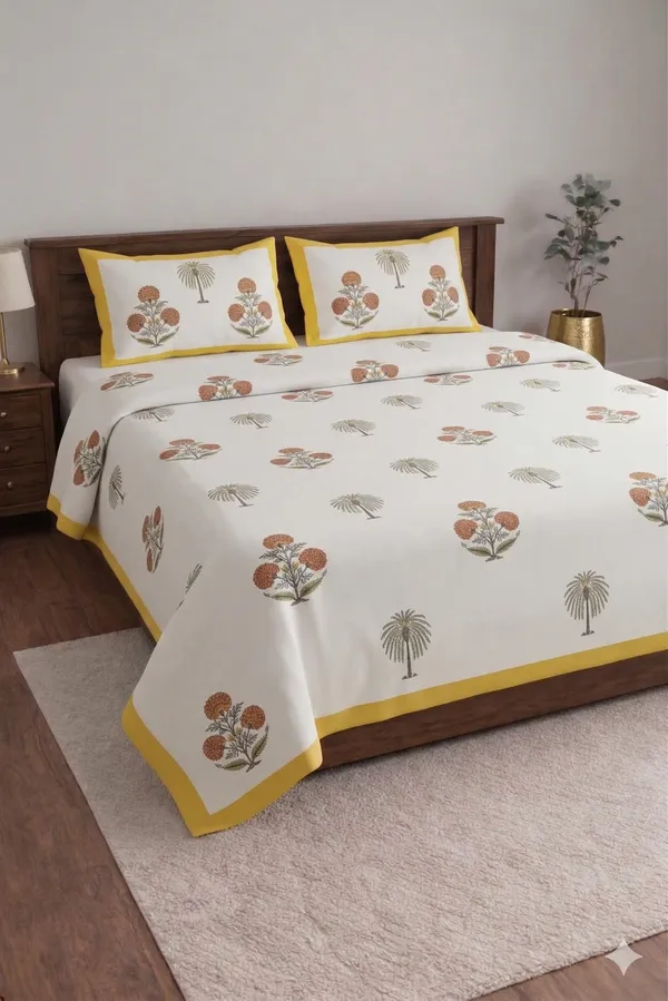 White_Cotton_Kaya_Double_Bedsheet_With_210_Thread_Count