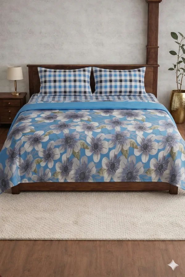 Blue_Cotton_Oscar_Double_Bedsheet_With_180_Thread_Count