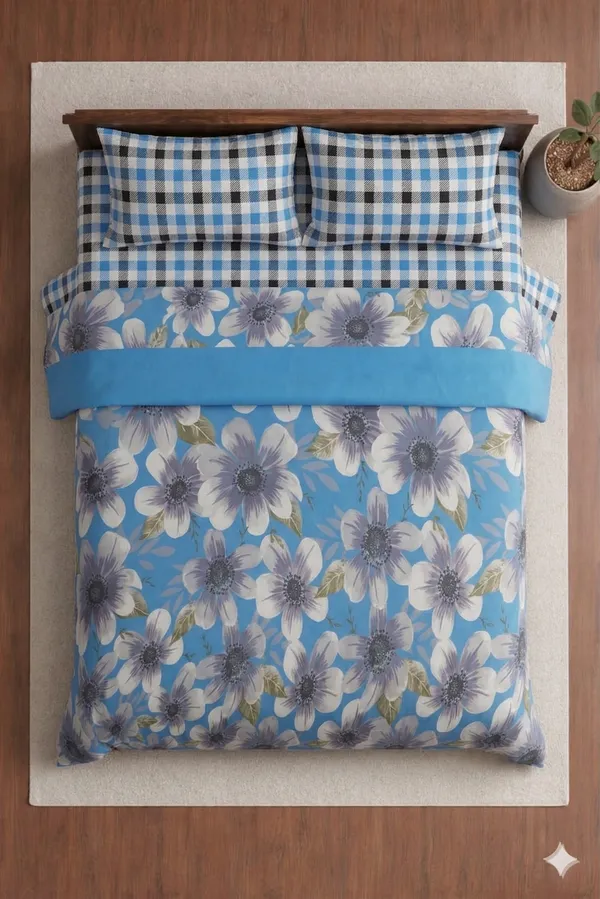 Blue_Cotton_Oscar_Double_Bedsheet_With_180_Thread_Count