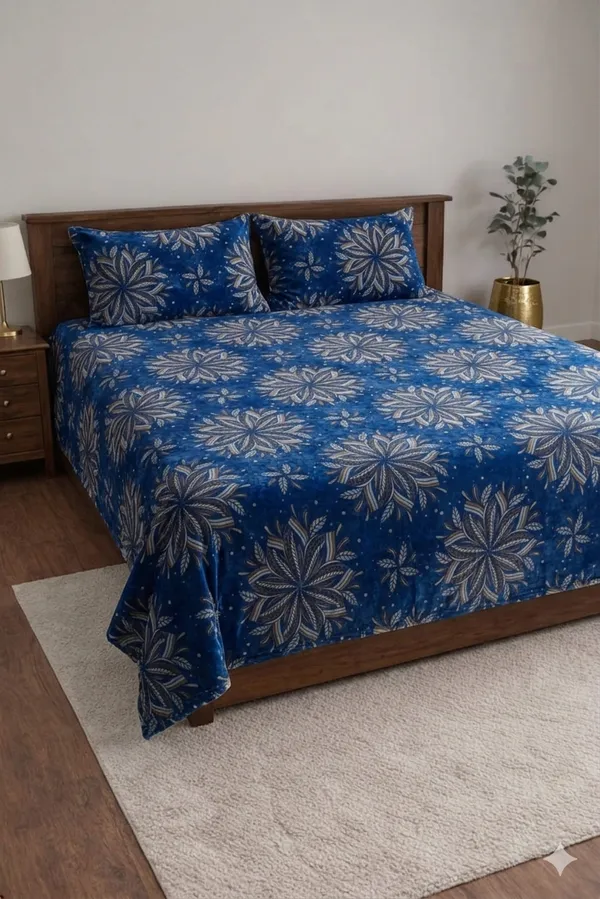 Blue_Cotton_Destiny_Double_Bedsheet_With_210_Thread_Count
