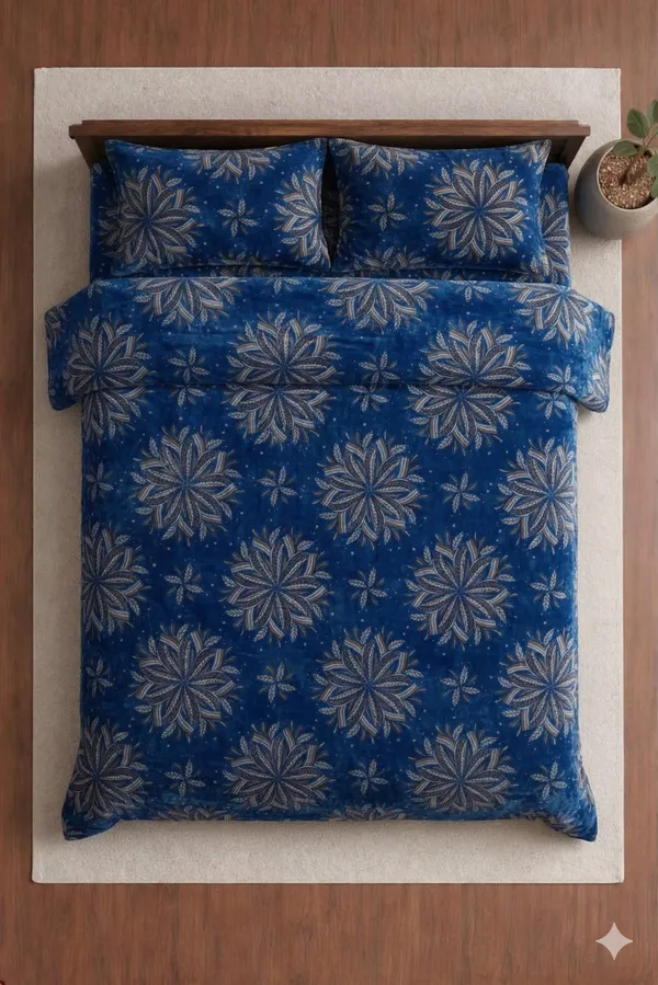 Blue_Cotton_Destiny_Double_Bedsheet_With_210_Thread_Count