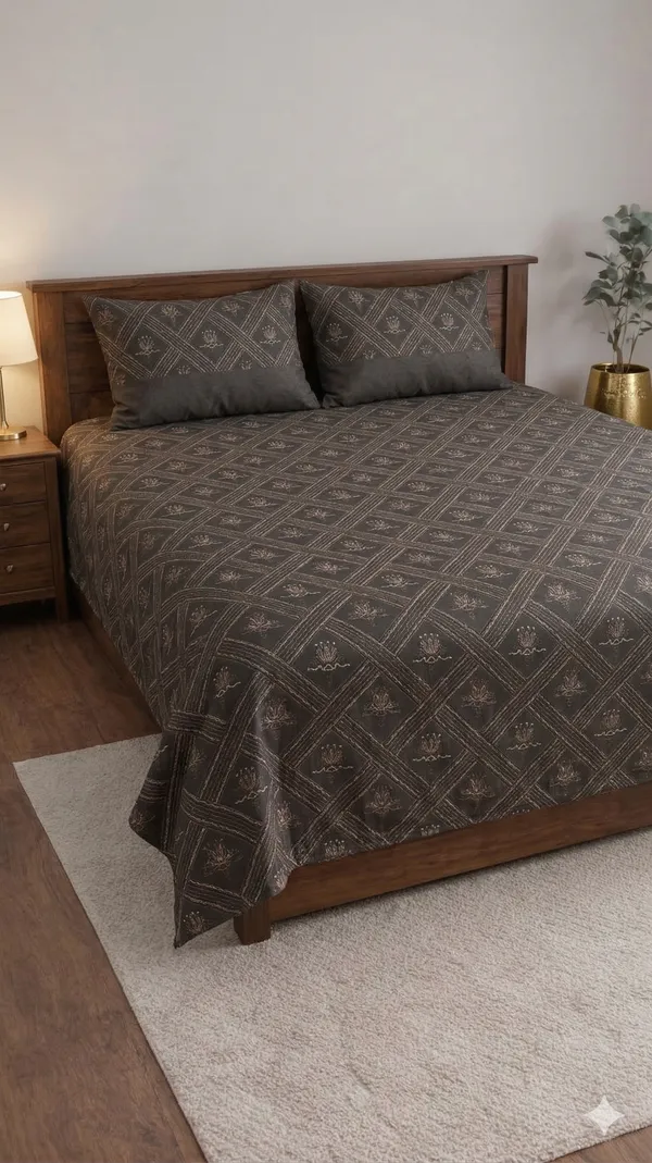 Brown_Cotton_German_Meenakari_Double_Bedsheet_With_310_Thread_Count