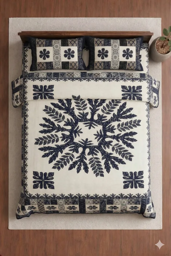 Blue_Cotton_Block_Jaal_Double_Bedsheet_With_180_Thread_Count