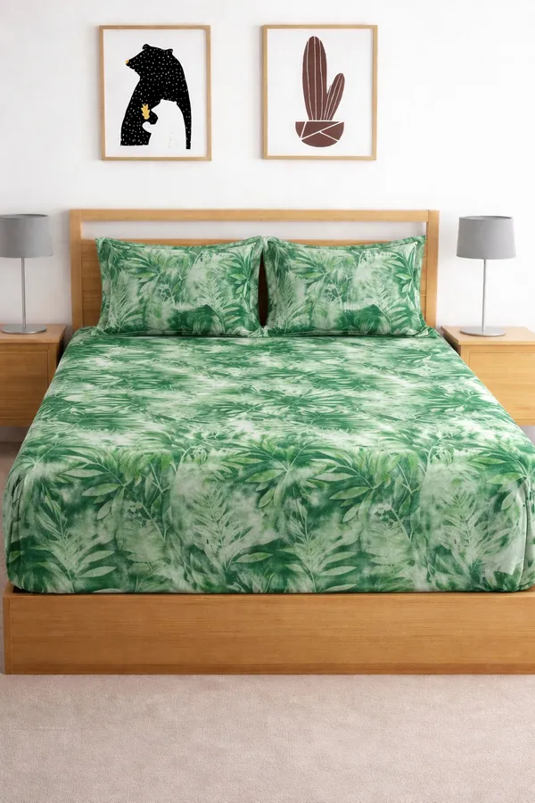 Green_Cotton_Skyfit_Double_Bedsheet_With_210_Thread_Count