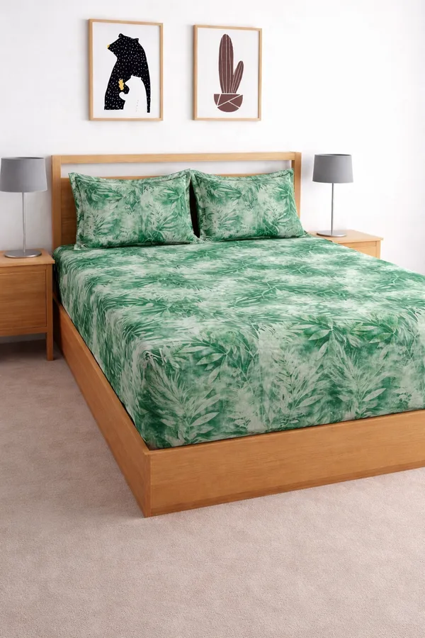 Green_Cotton_Skyfit_Double_Bedsheet_With_210_Thread_Count