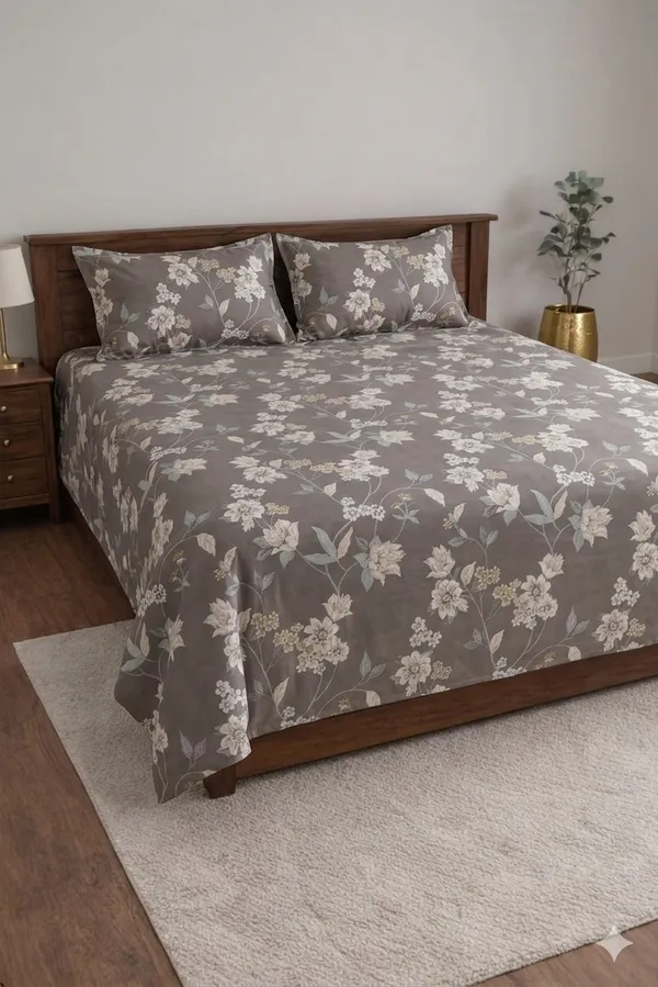 Brown_Cotton_Zella_Double_Bedsheet_With_210_Thread_Count
