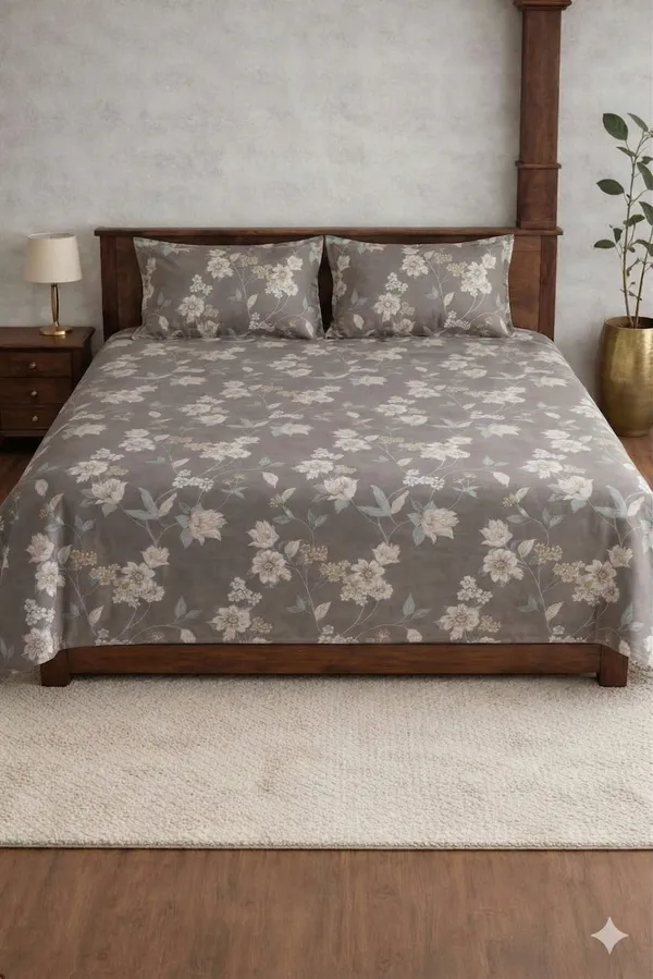 Brown_Cotton_Zella_Double_Bedsheet_With_210_Thread_Count