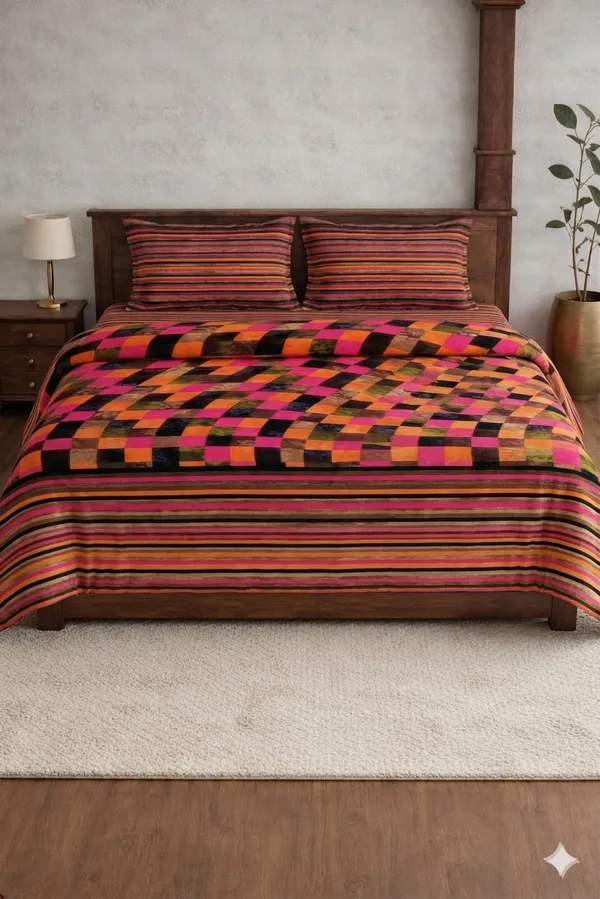 Red_Cotton_Banarasi_Double_Bedsheet_With_310_Thread_Count