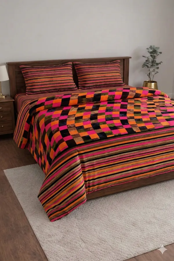 Red_Cotton_Banarasi_Double_Bedsheet_With_310_Thread_Count