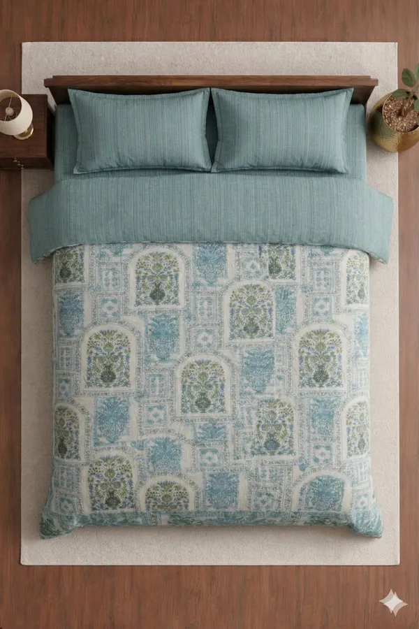 Blue_Cotton_Solitaire_Diwan_Bedsheet_Set_With_180_Thread_Count