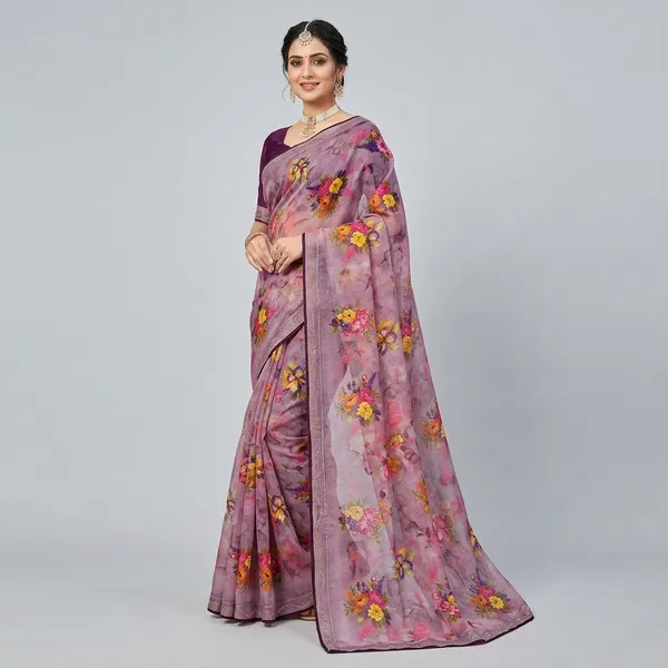 Floral_Printed_Party_Wear_Weightless_Saree_With_Embellished_Border