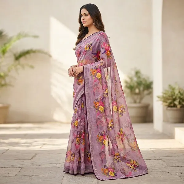 Floral_Printed_Party_Wear_Weightless_Saree_With_Embellished_Border