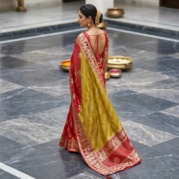 Dola_Silk_Saree_With_Dupatta,_Zari_Work_And_Red_Colour_Pallu