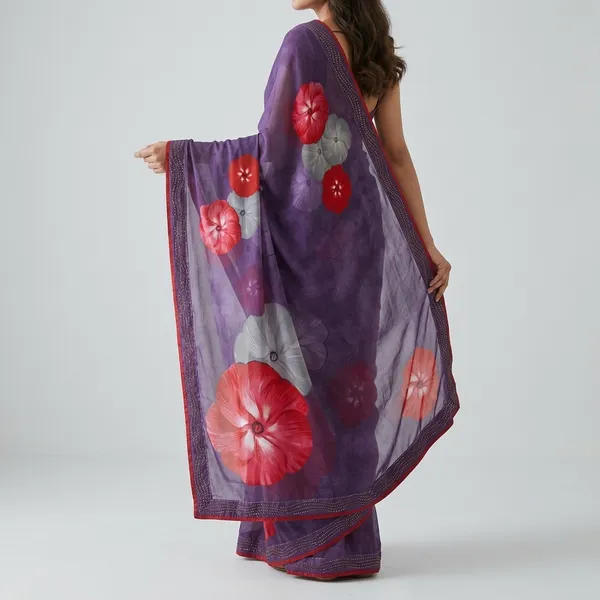 Purple_Floral_Printed_Dola_Silk_Saree_With_Embellished_Border