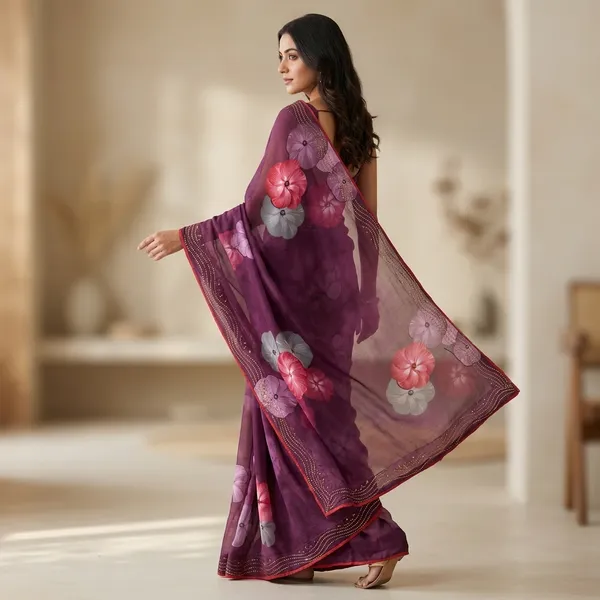 Purple_Floral_Embellished_Chiffon_Saree_With_Sequin_Work