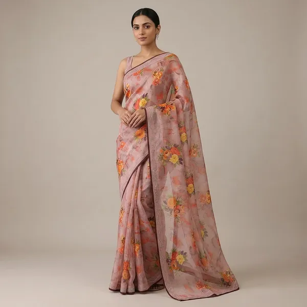 Floral_Printed_Weightless_Saree_With_Embellished_Border