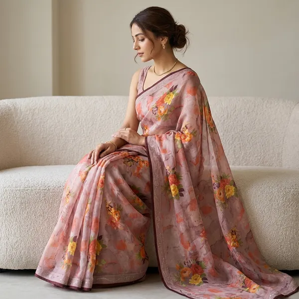 Floral_Printed_Weightless_Saree_With_Embellished_Border