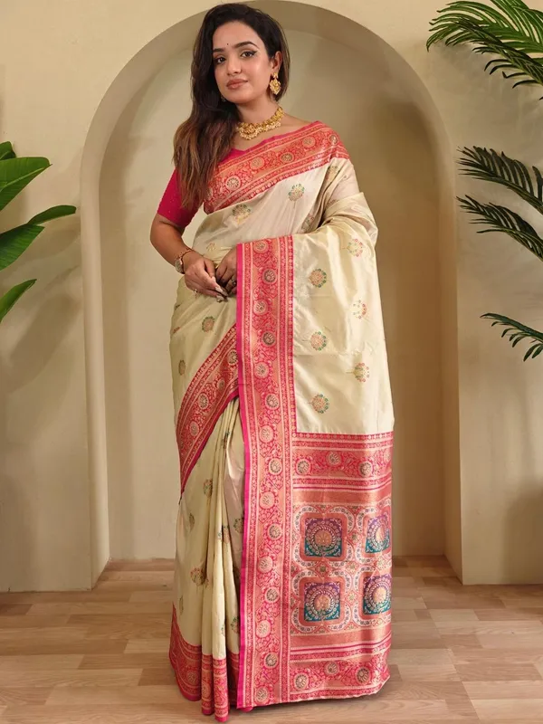 Off_White_Art_Silk_Saree_For_Women