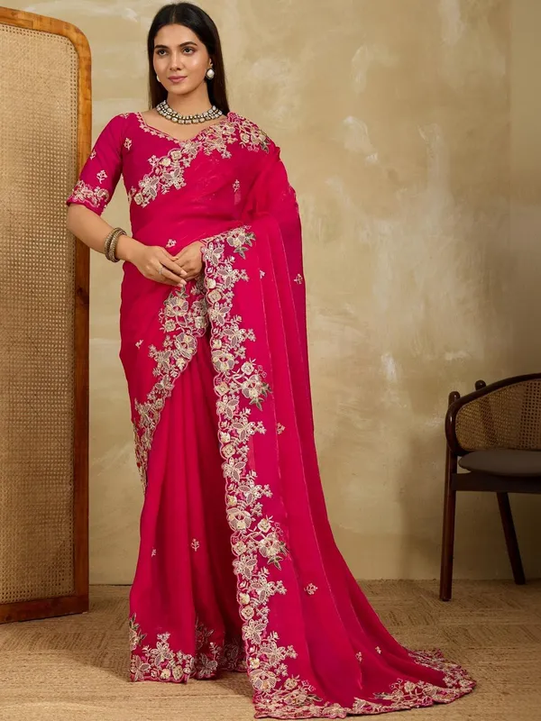 Fuchsia_Pure_Chiffon_Saree_For_Women