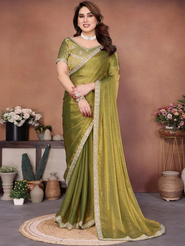 Olive_Pure_Chiffon_Saree_For_Women