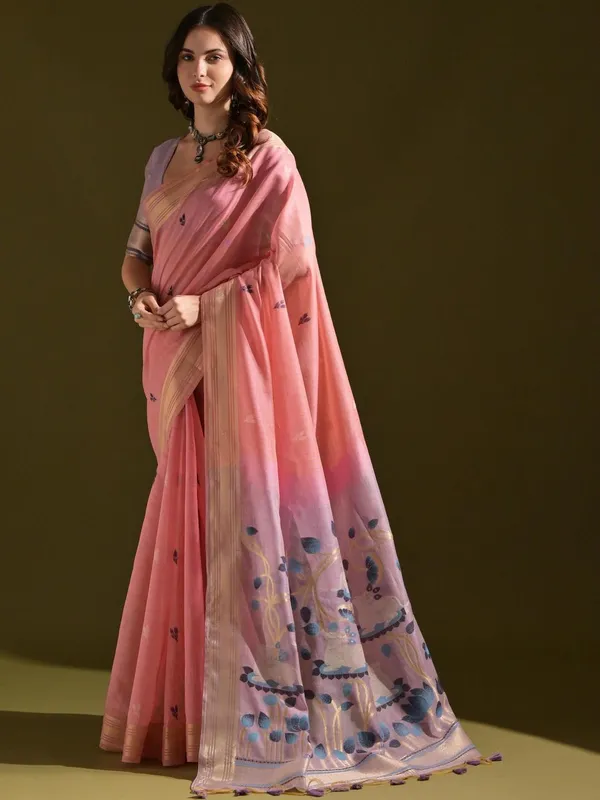 Pink_Pure_Cotton_Saree_For_Women