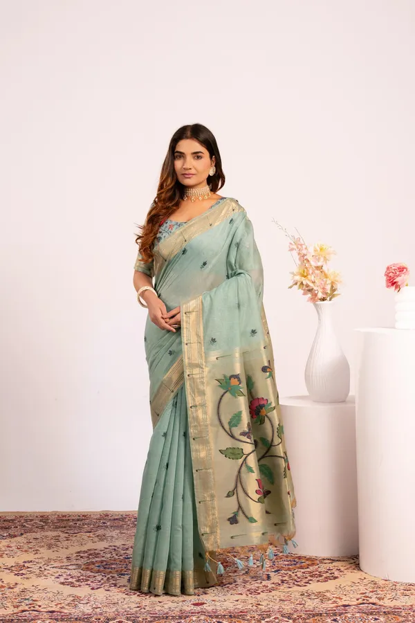 Ocean_Blue_Pure_Cotton_Saree_For_Women