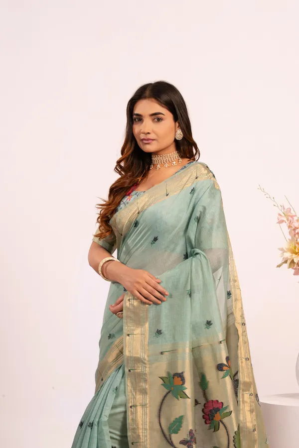 Ocean_Blue_Pure_Cotton_Saree_For_Women
