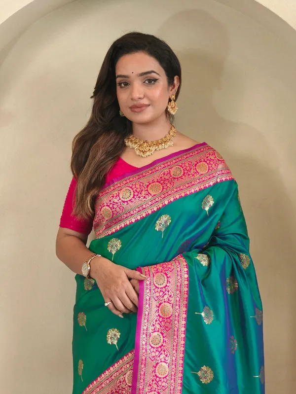 Teal_Art_Silk_Saree_For_Women
