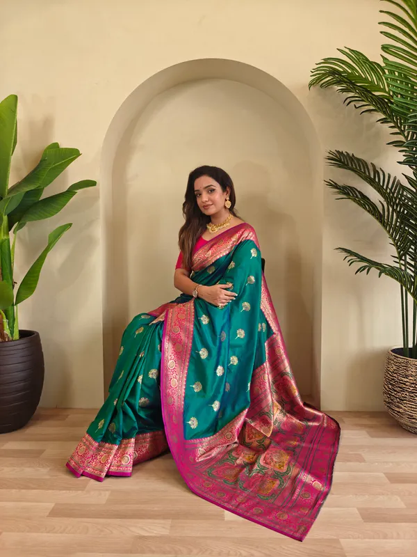 Teal_Art_Silk_Saree_For_Women
