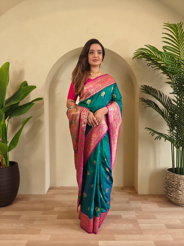 Teal_Art_Silk_Saree_For_Women