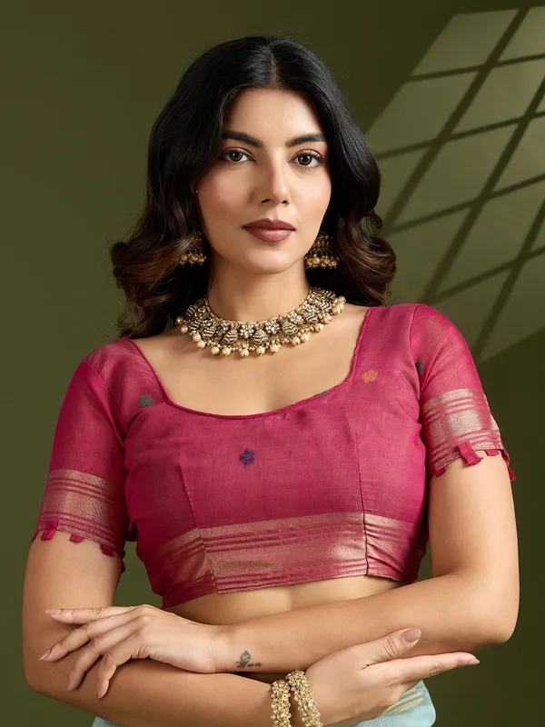 Ocean_Blue_Pure_Cotton_Saree_For_Women