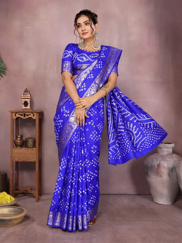 Blue_Silk_Blend_Saree_For_Women