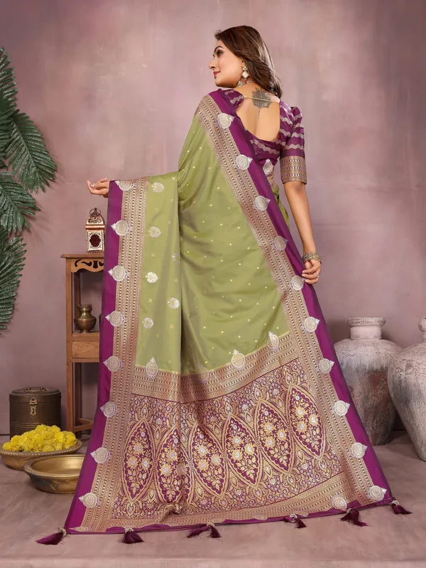 Olive_Green_Art_Silk_Saree_For_Women