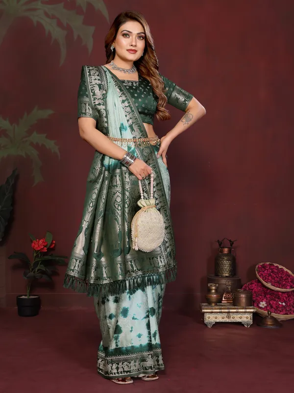 Oceangreen_Satin_Saree_For_Women