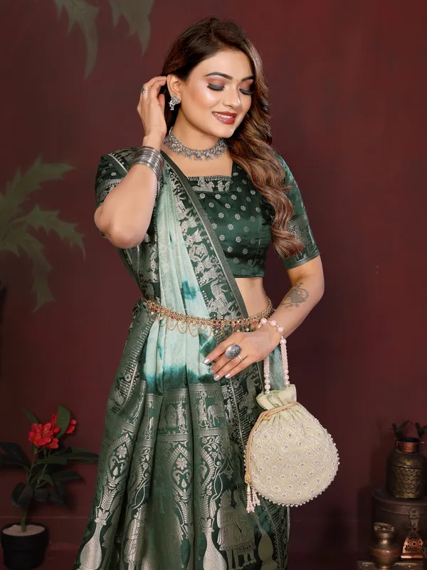 Oceangreen_Satin_Saree_For_Women