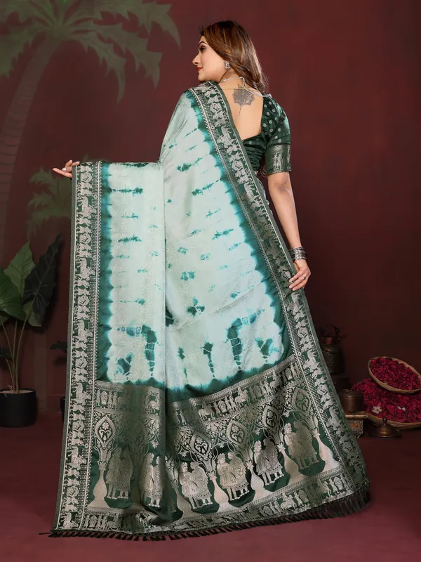 Oceangreen_Satin_Saree_For_Women