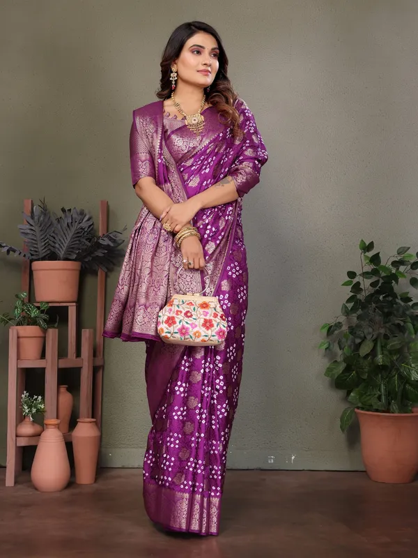 Purple_Silk_Blend_Saree_For_Women