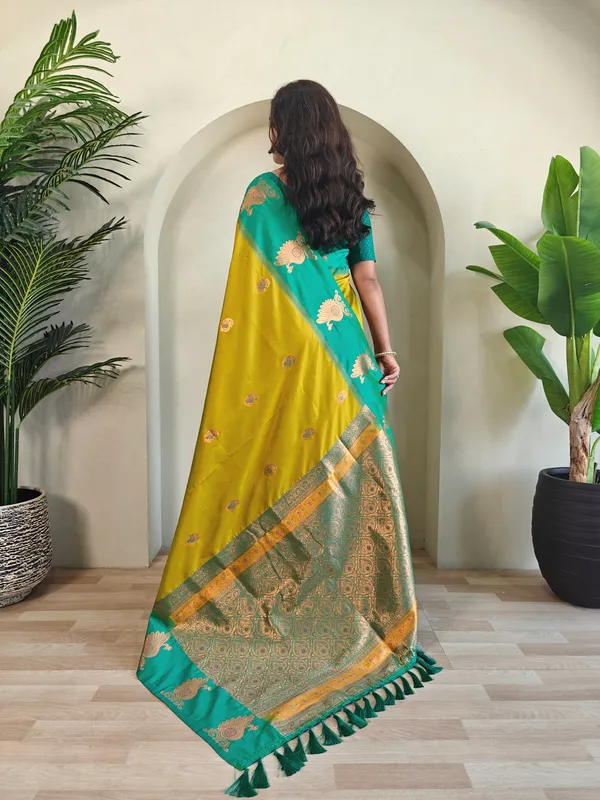 Yellow_And_Blue_Art_Silk_Saree_For_Women