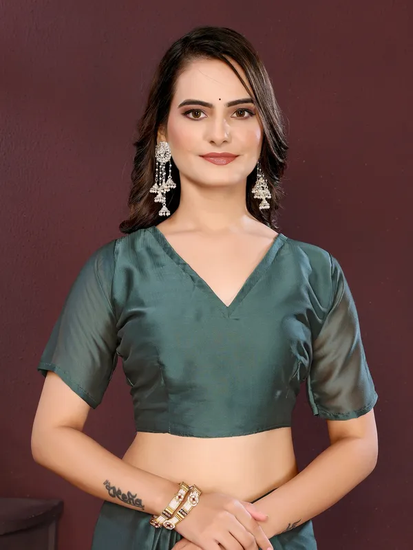 Teal_Silk_Blend_Saree_For_Women